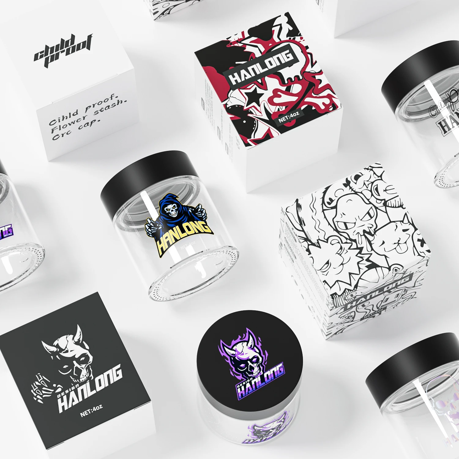 cheap 1 oz 2 oz 3 oz 4 oz Clear Child Proof Resistant Glass Jars with Lids