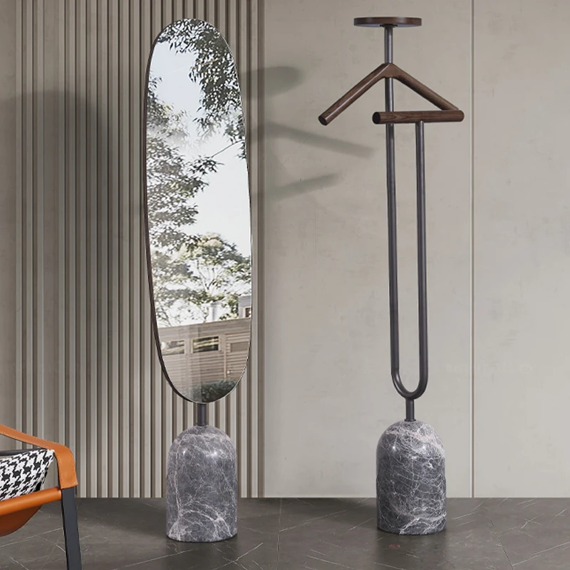 Luxury Standing Floor Mirror Natural Stone Base Modern Oval Dressing Mirror Full Body Fitting Mirror
