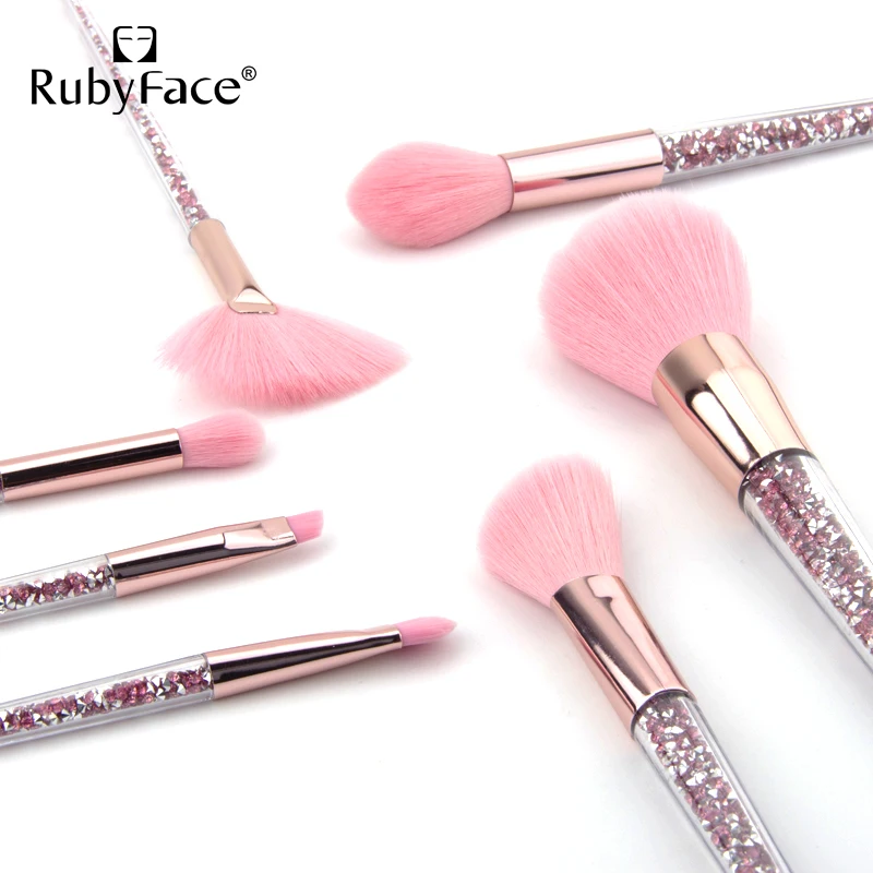 7 Pcs Rubyface Diamond Makeup Brushes Set Crystal 2020 in Stock Factory Supply