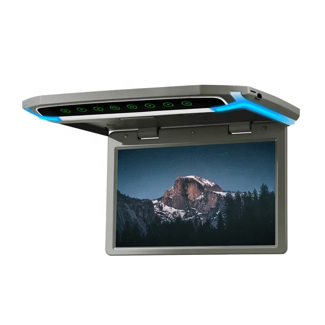 10.2 inch Car Roof Grey Mounted Monitor HD Screen Built in HD Input Blue Atmospheric LED Light Bar Built in IR / FM Transmitter