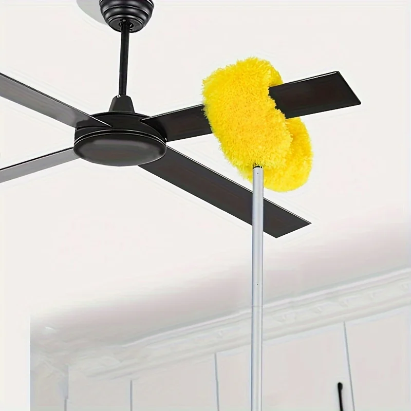 Extendable Ceiling Fan Duster with Microfiber Brush Removable Washable Ideal for Cleaning Fans Furniture Cars Cleaning Tool