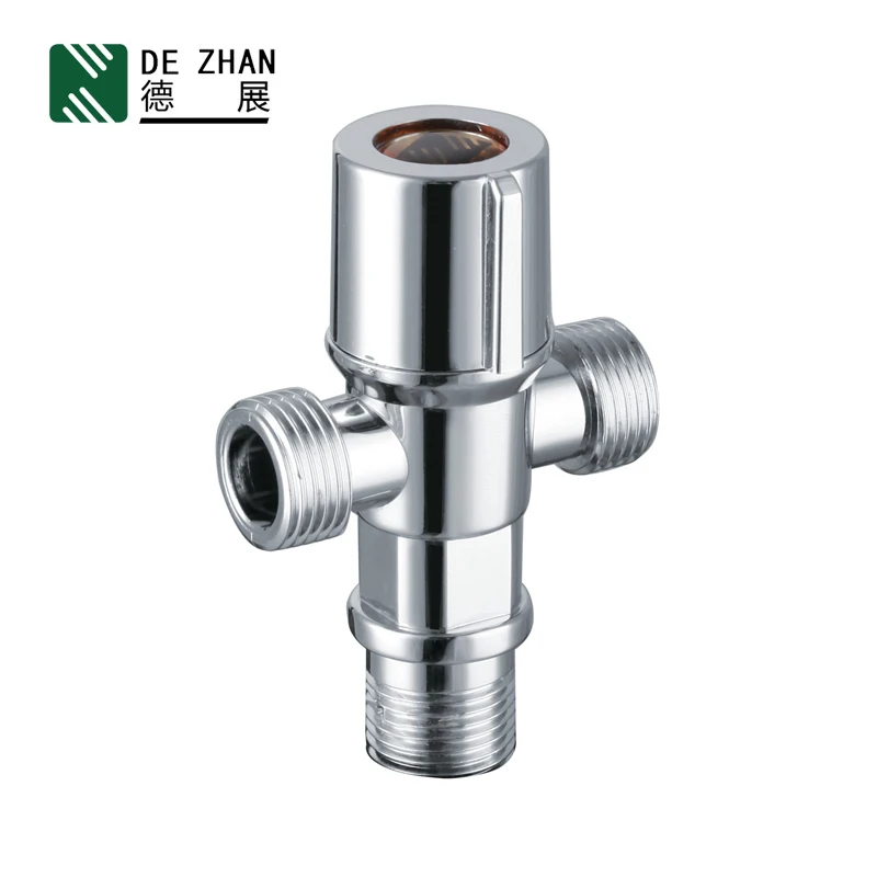 ABS Plastic Chrome Three Way Toilet Angle Stop Valve 1/2