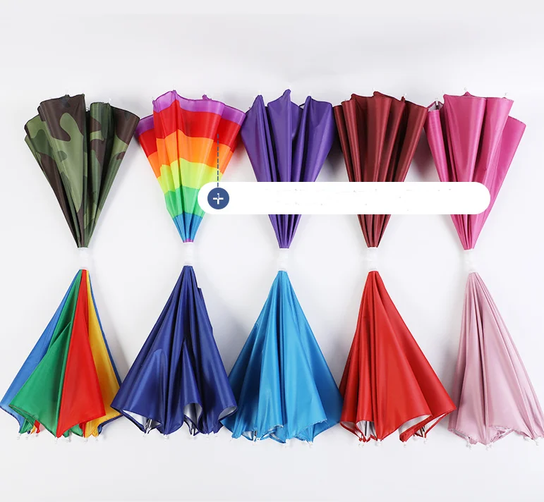 Wholesale head Umbrella Hat Headwear Umbrella for Fishing Hiking Beach Camping Head Hats outdoor sun-proof custom logo