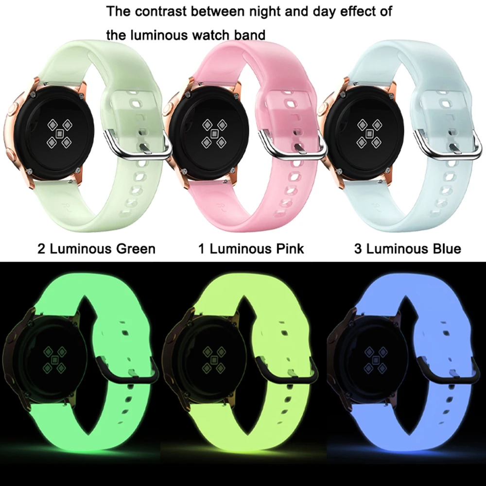 IVANHOE 20 мм Блестящий Мягкий Силиконовый ремешок для часов Amazfit BiP GTR HuaWei GT 2 браслет Samsung Galaxy Watch Active