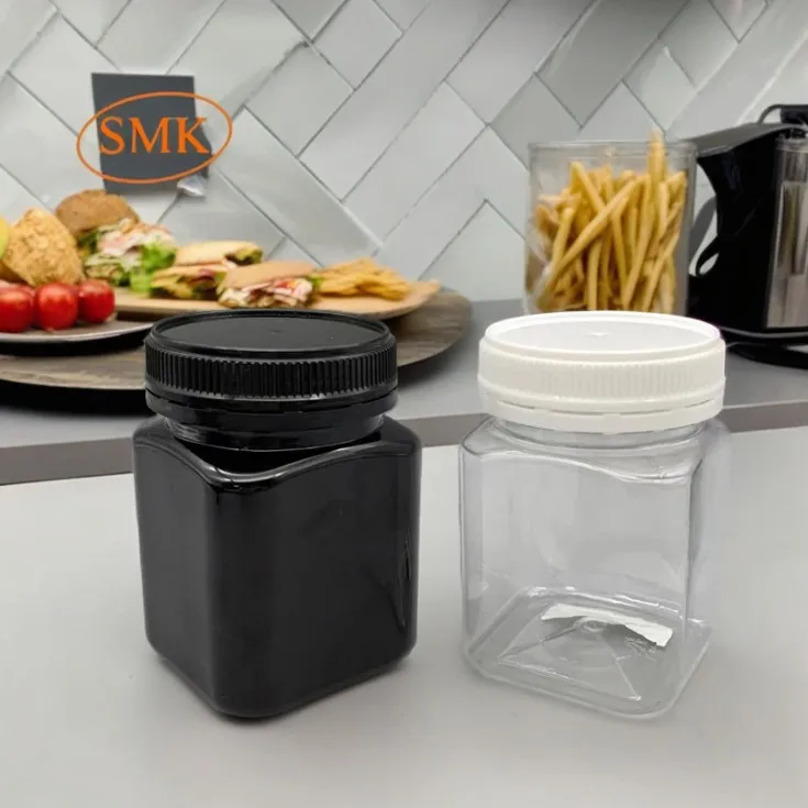 High Quality Anti-Theft 720ml Black Amber Color Honey & Candy Jar Plastic 24oz PET Jar Food Storage Container