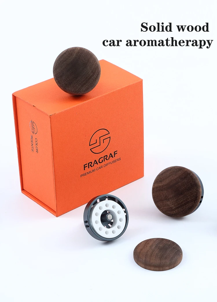 Luxury Metal Solid Diffuser Car Perfume Scented Wooden Air Freshener Lemon Orange Rose Cologne Clip-On Purifier Ford Vehicles