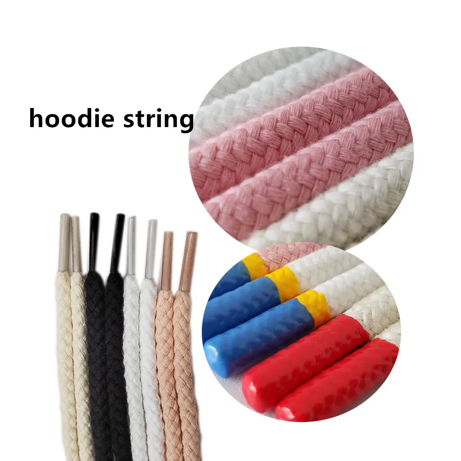 Custom Woven Braided Cotton Cord round Drawcord for Hoodie Strings Metal Metallic Finish Glitter Pattern for Bags Shoelaces