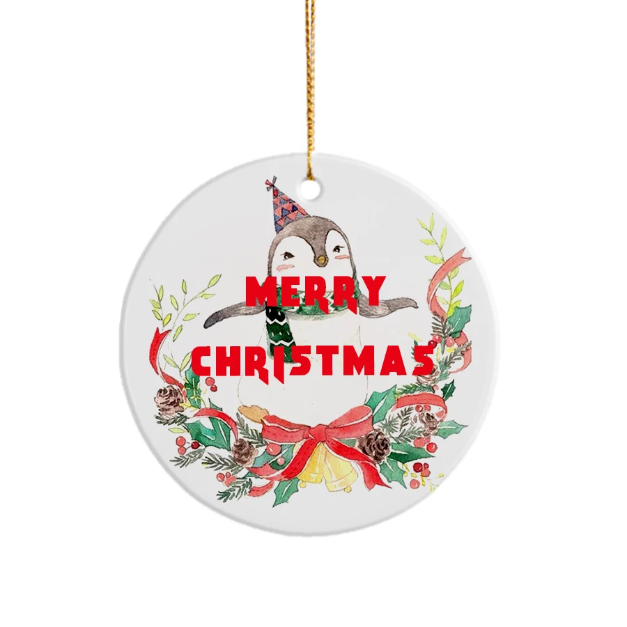 Topjlh 2024 DIY Xmas Decoration Circle Shape Blank Personalized Ceramic Christmas Ornaments for Sublimation