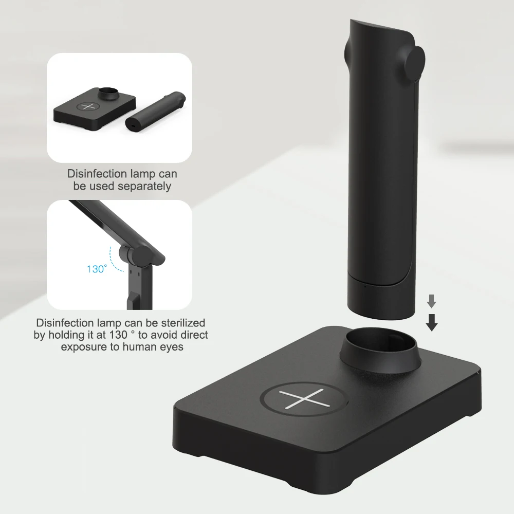 AOOTOY Removable Wireless Charger Mobile Phone handheld Sanitizer Travel Home Hotel Toilet Car Pet  Germicidal UVC Lamp