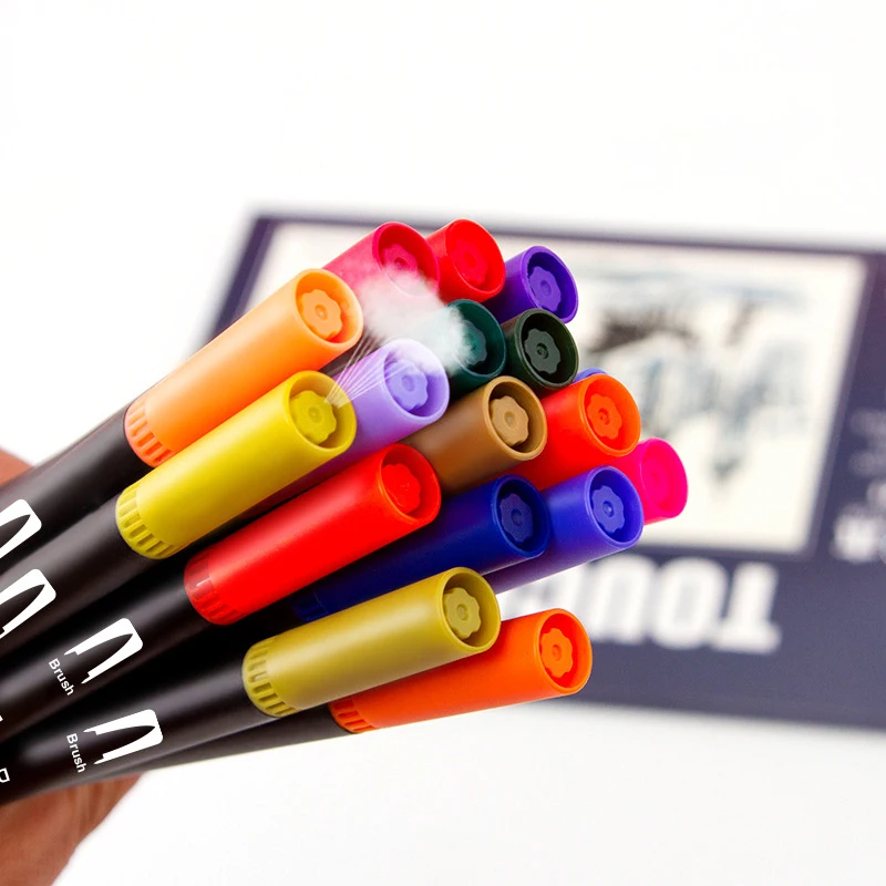 Best Wholesale 60 colors 0.4mm Fine Tip Markers Painting Soft Dual Tip Brush Marker Watercolor Pen