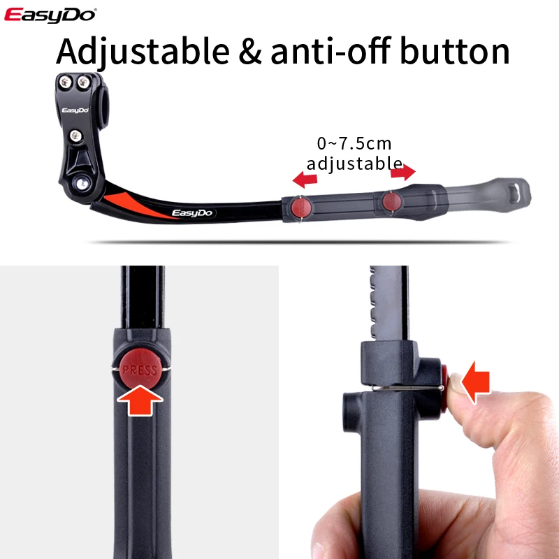 EasyDo KA59 Aluminum Alloy Mtb Road Bike Kick Stand Bicycle Side Stand