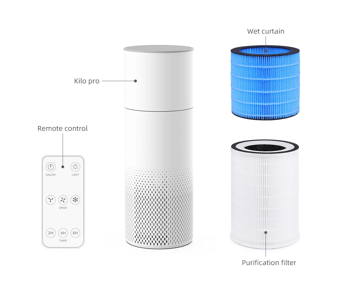 Remote control Smart Tuya Wifi Water 2-in-1 Room Air Purifier With Humidifier For Home
