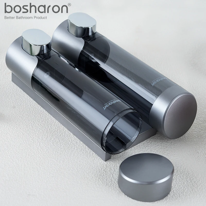 Manual Abs Plastic Soap Dispenser Wall Mounted Shampoo Hotel Double Abs Plastic Liquid Soap Dispenser Wall Shampoo Dispenser