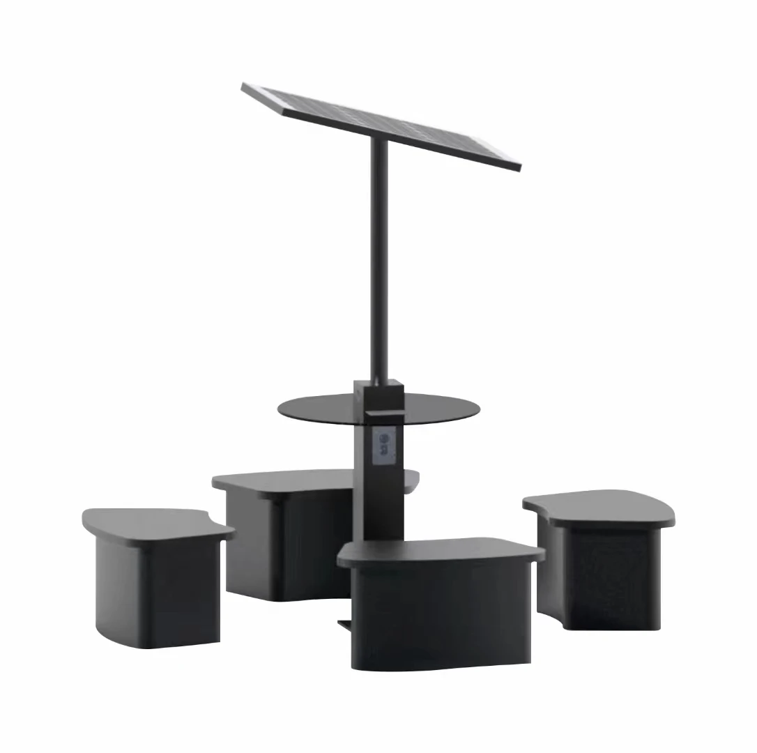 power bank table top with solar led table light usb or solar charging smart solar table for outdoor cell phone charging