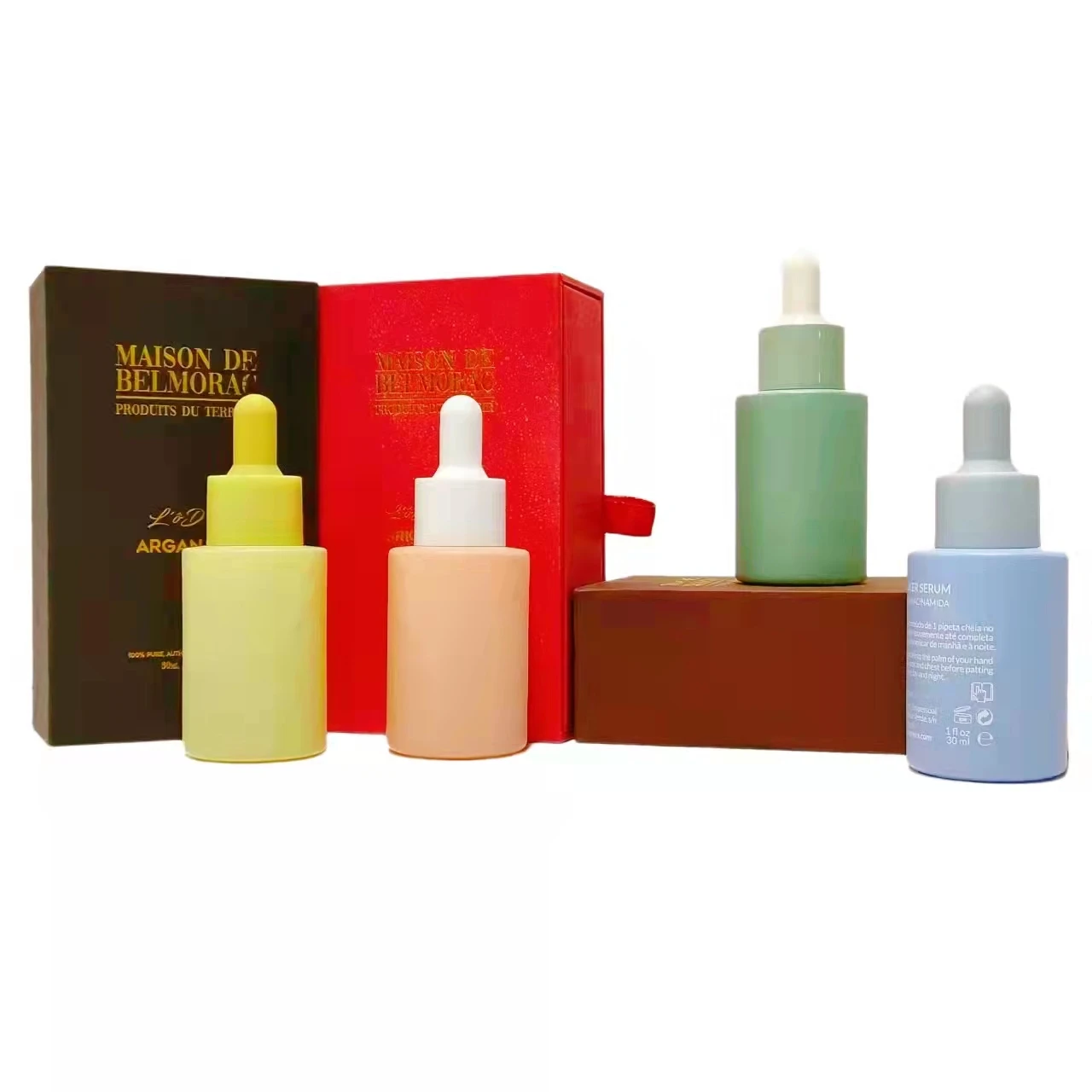 Luxury Empty 15ml 30ml Frosted Glass Face Oil Serum Bottle Packaging 30ml 50ml Glass Pump Cosmetic Serum Oil Dropper Bottle