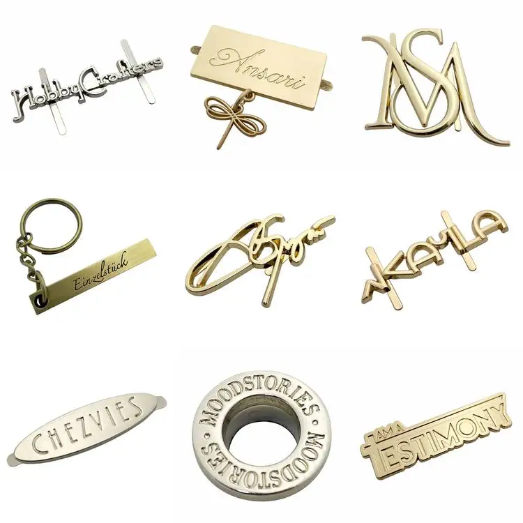 Competitive price antique brass accessories customized metal nameplate for bag