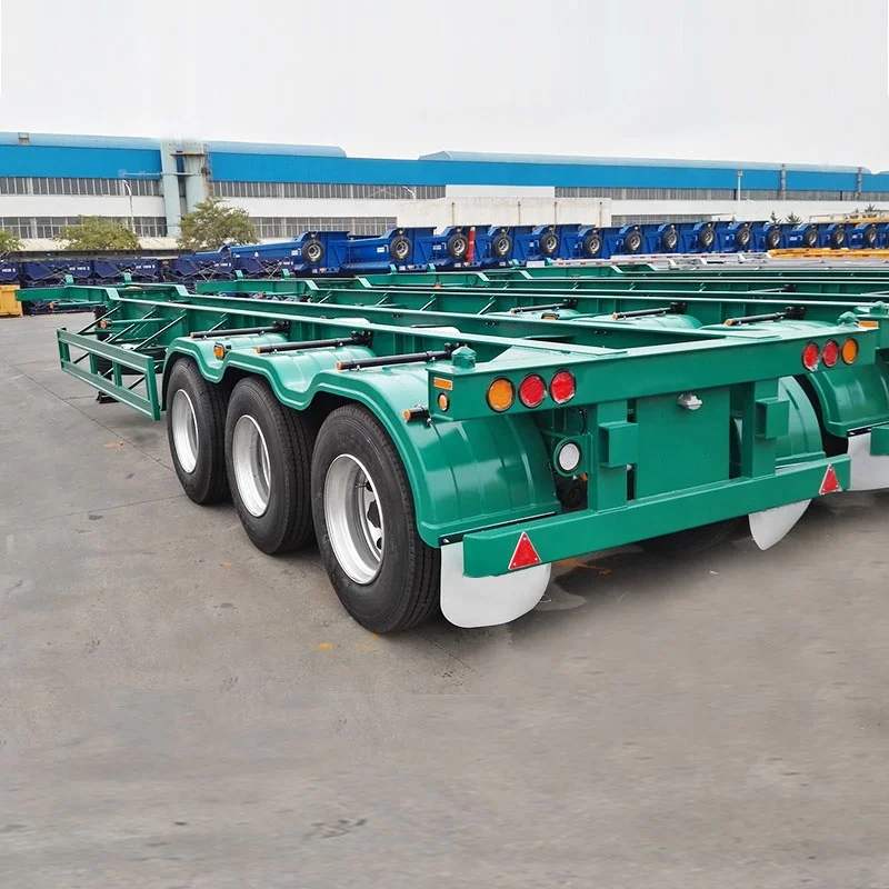 45ft Gooseneck Skeleton Chassis Semi Trailer Steel Customized Panda Truck Trailers Car Carrier Truck Trailer 12v / 24v, 7 Line