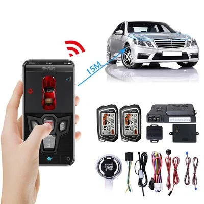 12V 2 Way Keyless Entry Remote Start Vehicle Security Car Alarm System LCD Car Alarm