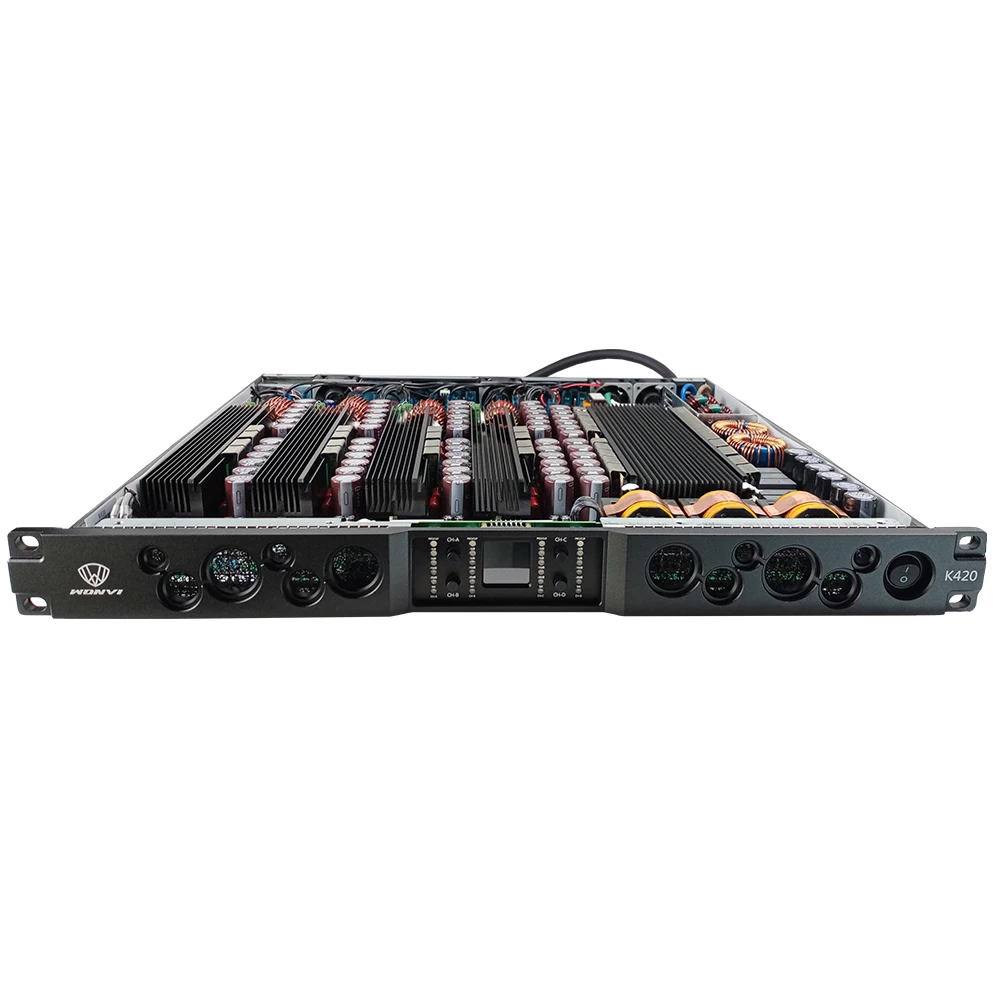 K420 2000 Вт 8 Ом музыкальный инструмент цифровой Класс D высокой мощности 4 канала 1U усилитель