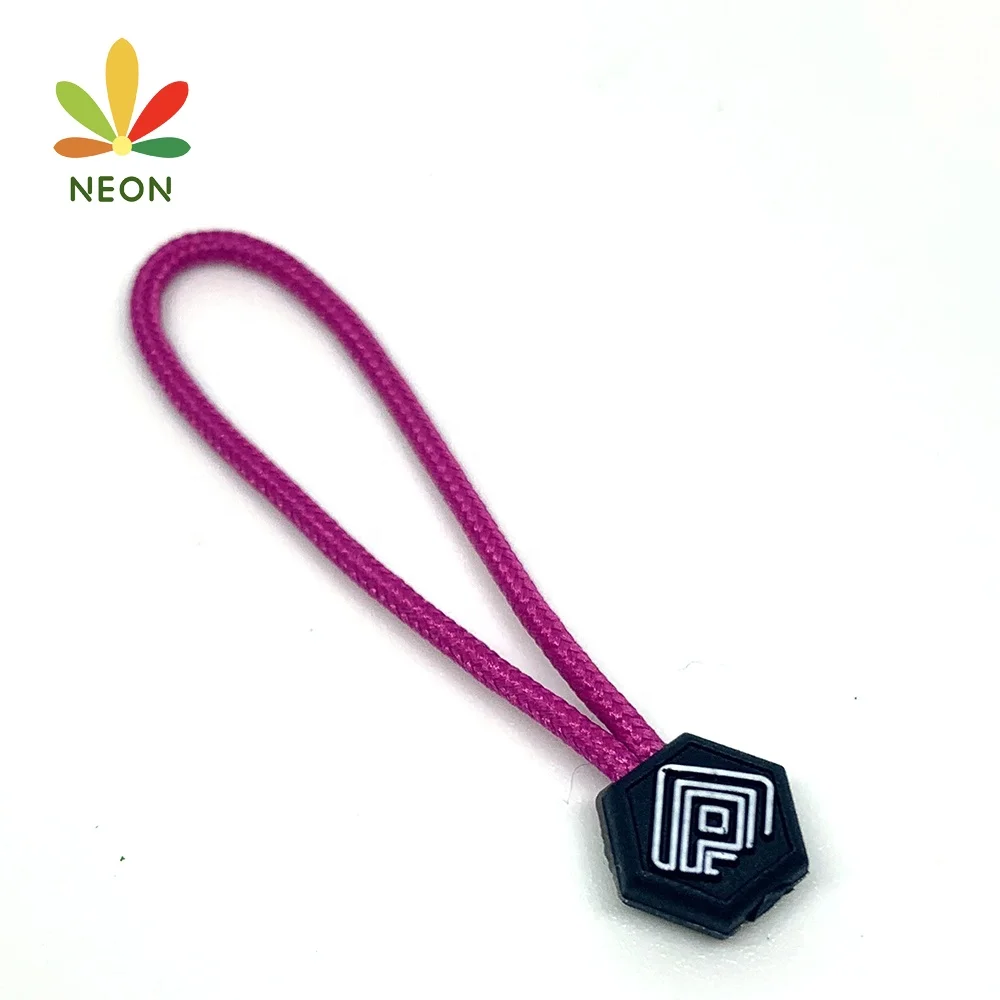 Custom Elastic Cord Rubber Zipper Pull Made Design Color Plastic Elastic String Zipper Puller for Sport Garment Bag