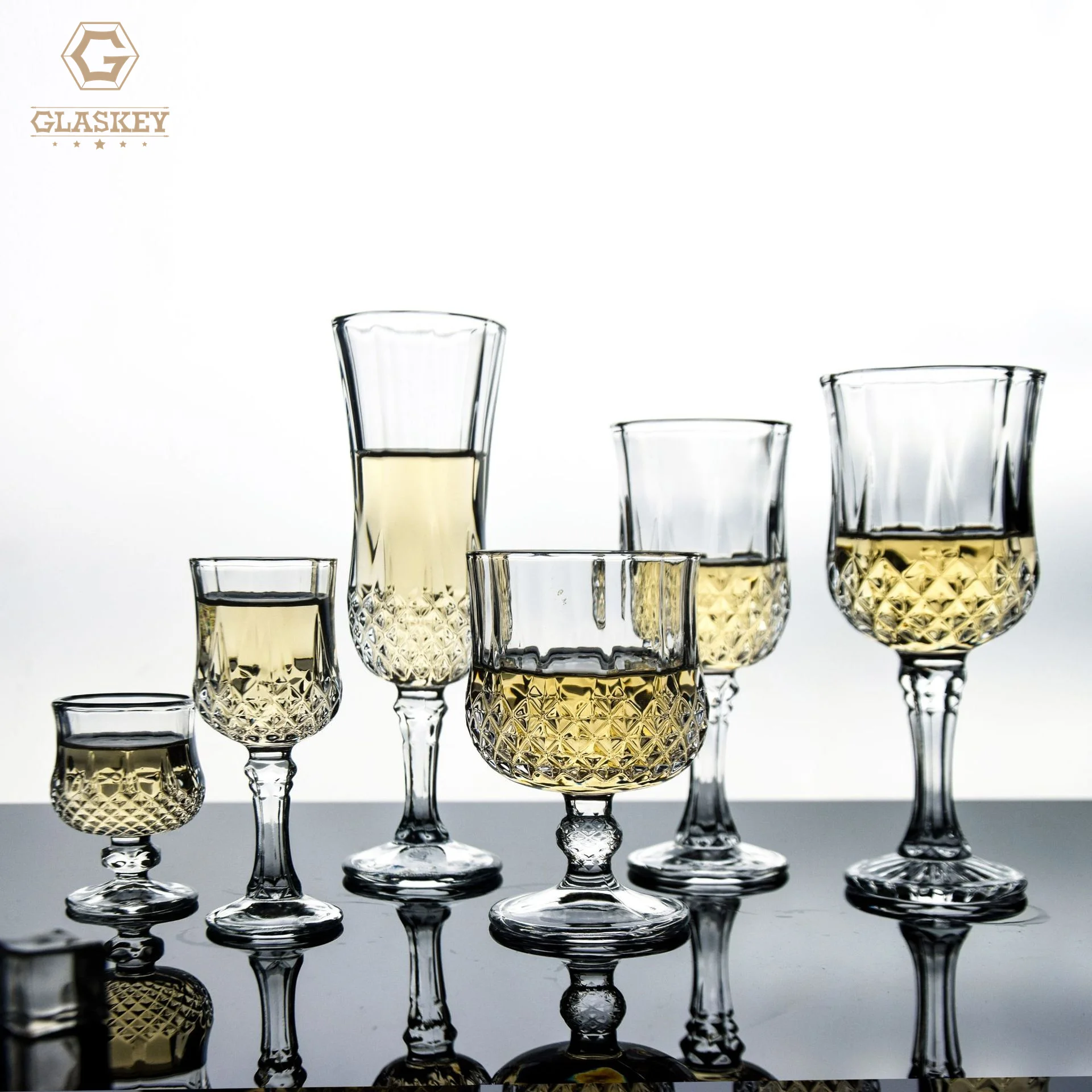 Embossed Red Wine Glass Diamond Stemmed Champagne Glass Brandy Vintage Wine Glasses For Wedding Party