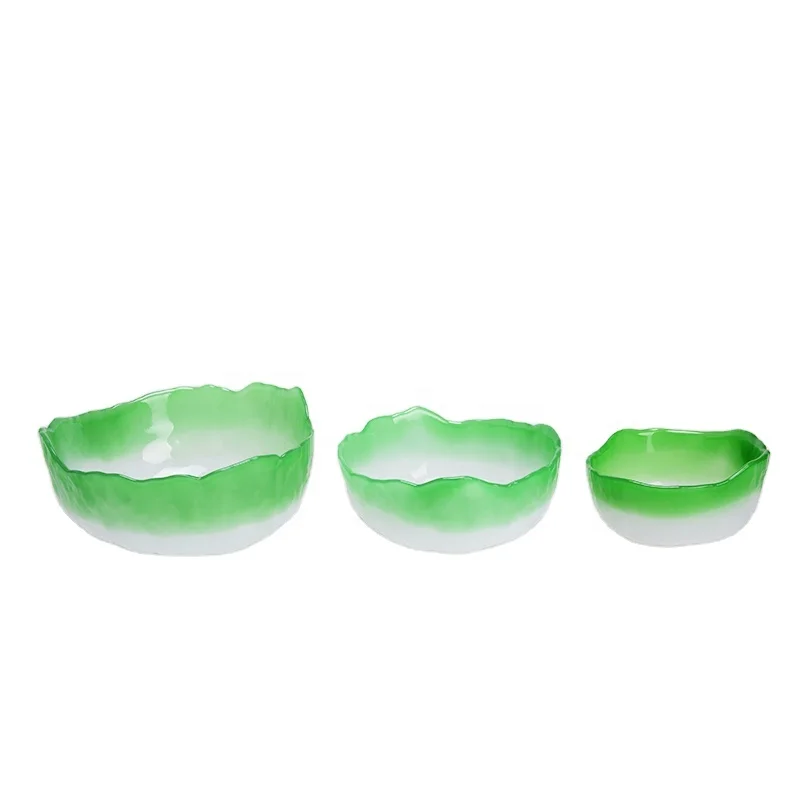 coloured creative salad glass bowl decorative glass fruit bowl for home kitchen 1380ml