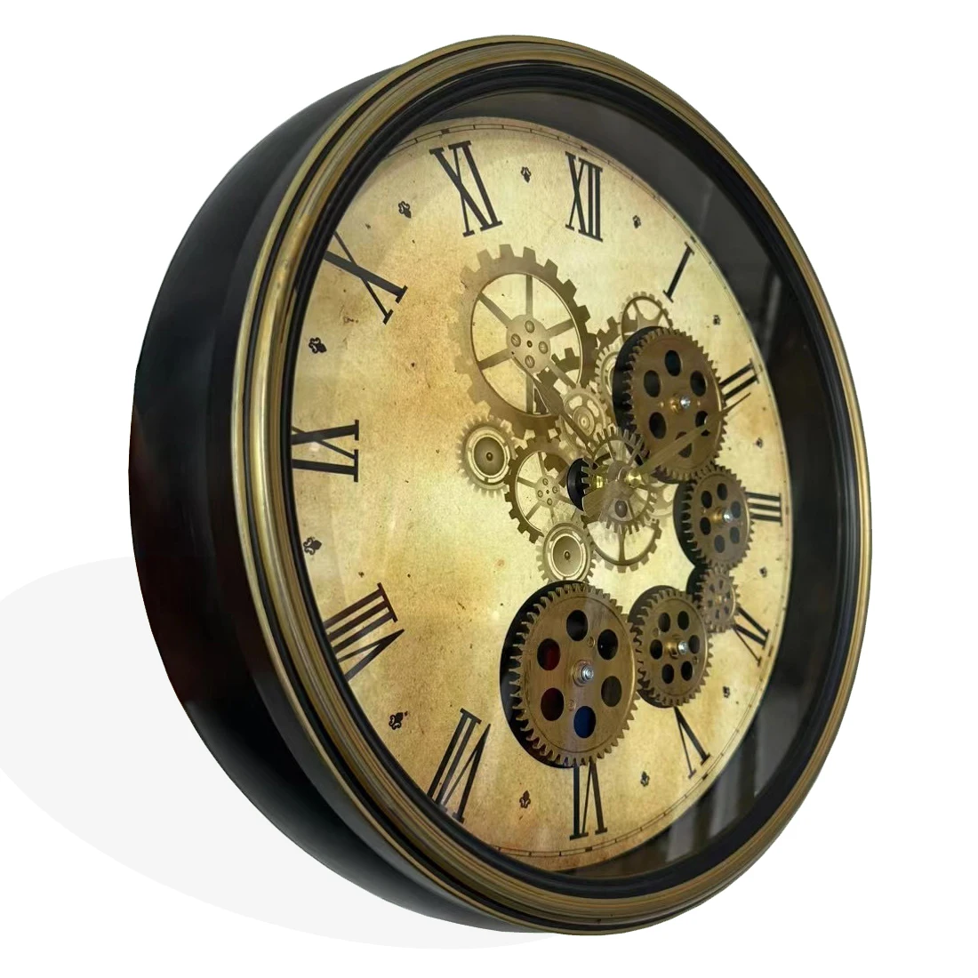 cheap price plastic luxury unique wall clocks with rotating gears