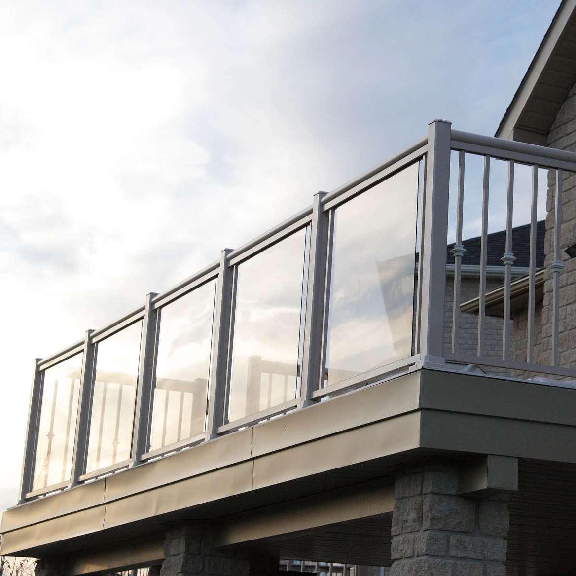 Comfortable new design luxury glass railing designs patio balcony railing square pipe glass balcony railing designs