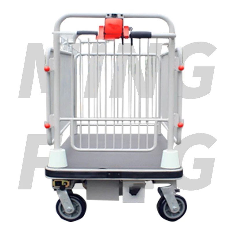mingfeng high quality 4 wheel powered table electric platform cargo trolleys for material handling