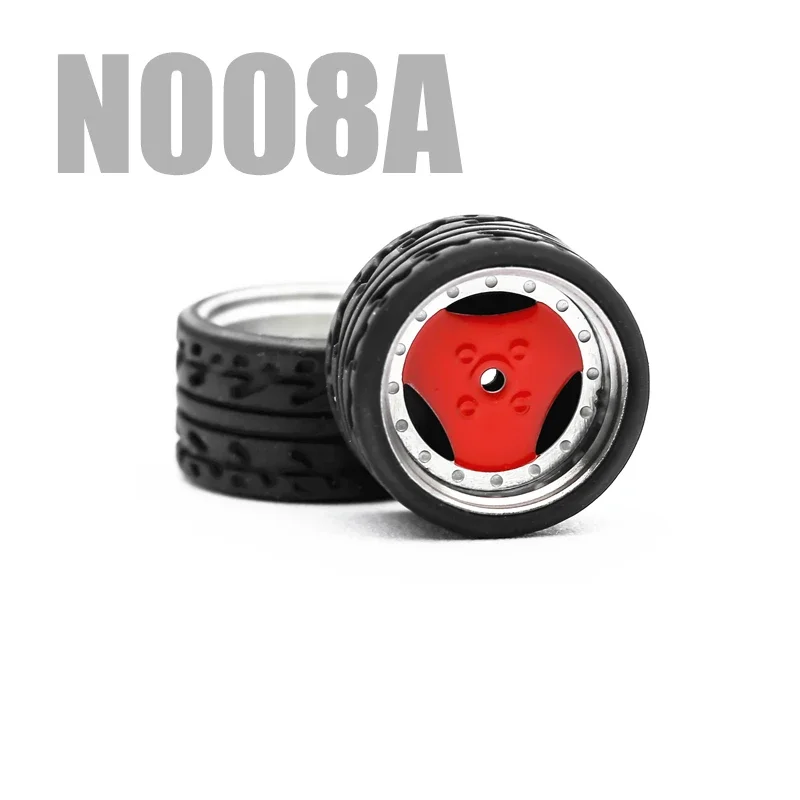 Alloy Wheels with Rubber Tires for 1/64 Scale Model Cars - Easy Installation