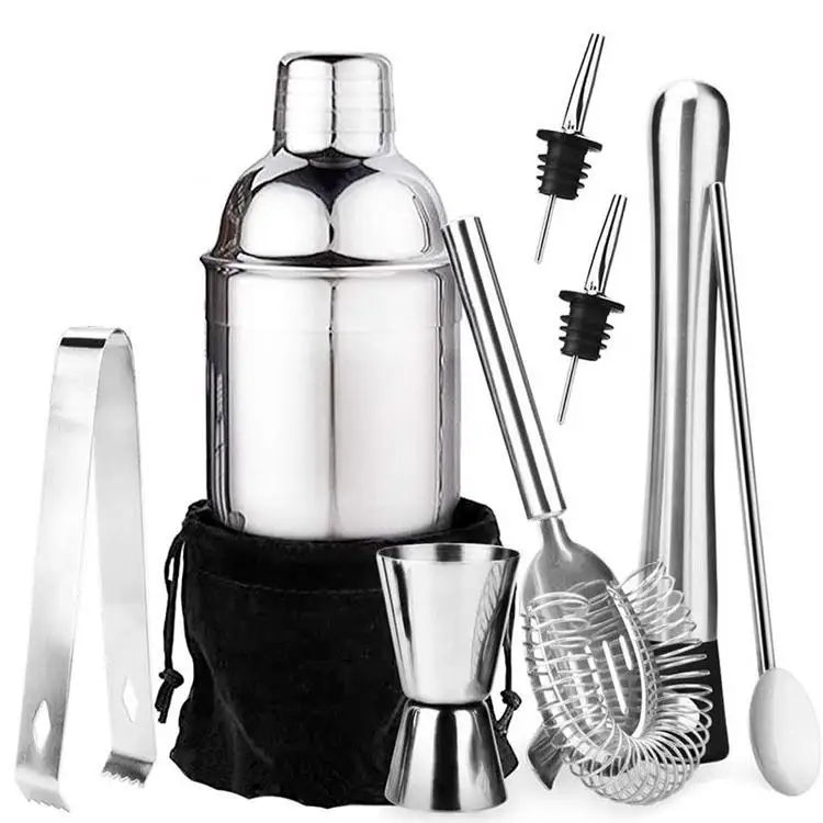 Bar Tools Accessories Bartender Kit With Stand Wine Shaker Mudler Jigger & Strainer Barware Set of 4 Made Food Safe