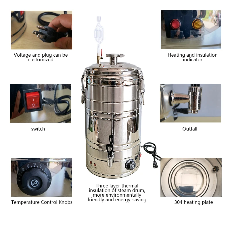 40L copper condensing butler with distilled alcohol crystal column private distilled brandy whisky rum distillation Pure dew