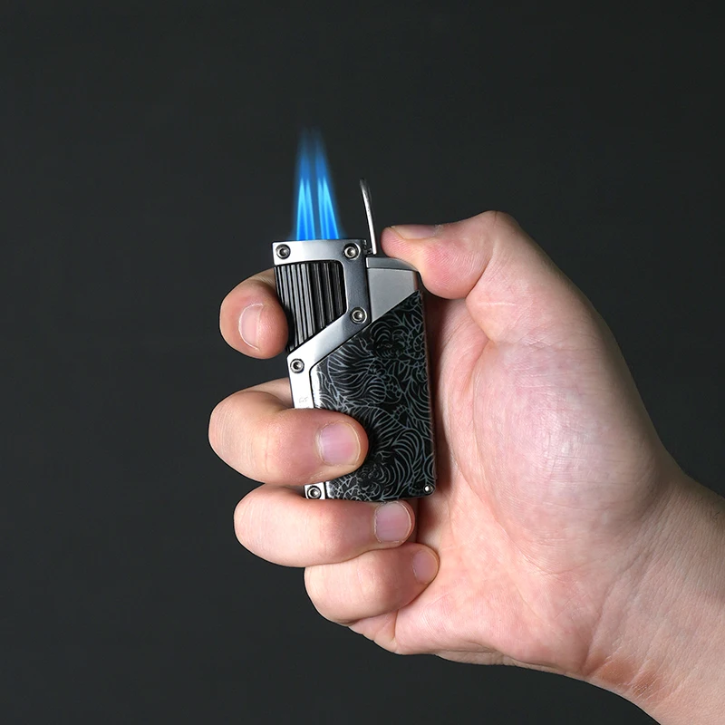 Butane Refillable Gas Lighter Cigar Accessories Luxury Four Flames Jet Torch Cigar Lighter With Gift Box