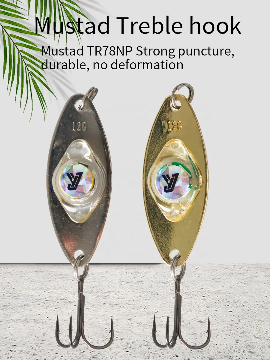 LED Fishing Spoons Underwater Flasher Lights 5cm Metal Bait Saltwater Bass Trolling Deep Drop Light