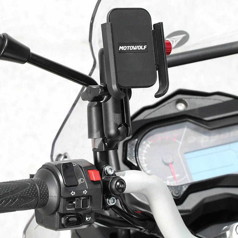 Adjustable Aluminum Mount Support Bicycle Mobile Bracket Mirror Motowolf Motorcycle Phone Holder Charger For Motorcycle
