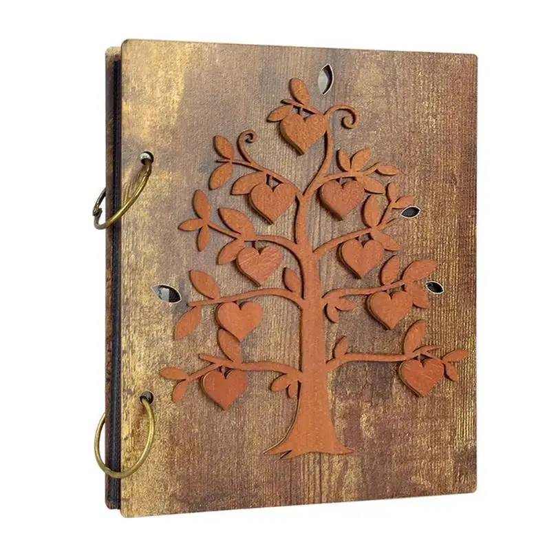4x6 Photo Album Family Tree Decor Large Capacity Wood Cover Wedding Family Baby Picture Albums Holds 120 Photos