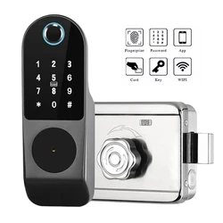 Fingerprint Rim Smart Door Lock BLE TT Lock APP Waterproof Keyless Digital Door Lock