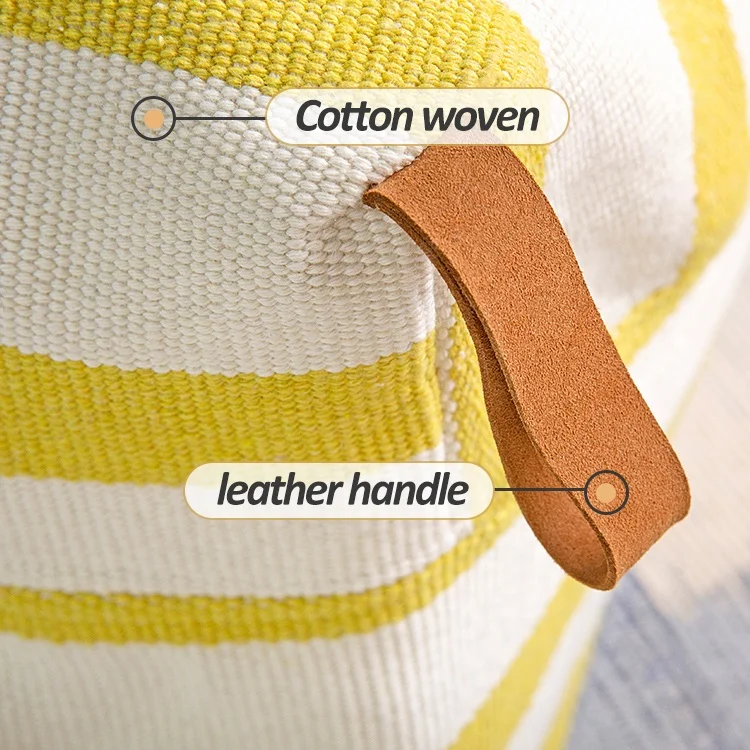 
Top Quality Wholesale White Casual Outdoor Comfortable Bohemian Kilim Woven Floor Pouf Ottoman cover 