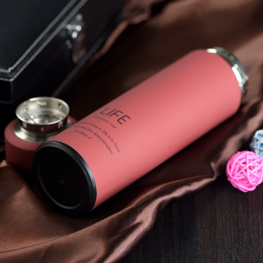 500ml Customized Logo Matt Vacuum Flask Thermos With Tea Filter
