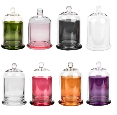 Wholesale Hot Sale Unique New Arrival Round Shape Bell Glass Candle Holder Glass Bell Dome Candle Jar