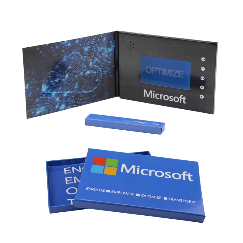 Рекламный подарок 7-дюймовый ЖК-дисплей Цифровая брошюра HD IPS Hardback Screen Card Video Message Cards