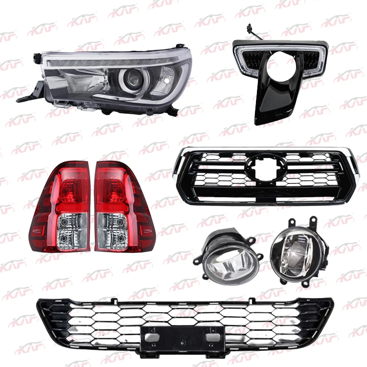 
FOR TOYOTA 2018 2019 HILUX ROCCO series LED headlight and tail lamp front bumper grill chromed 