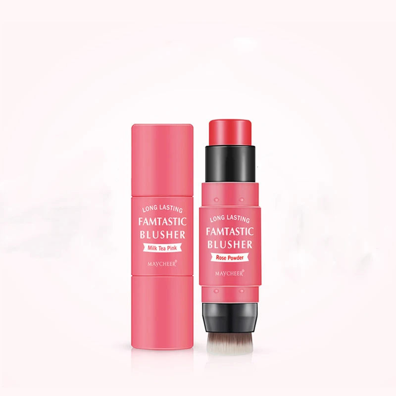 RTS High pigment vegan Face blush cream baby pink cheek cream makeup blush multi stick on make up with brush blush waterproof