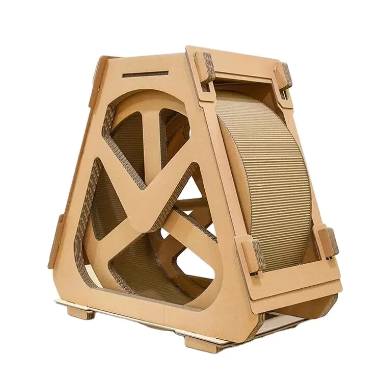Hot Sale running Wheel house cat scratcher cardboard Waterwheel Shape box paper cat scratch for small animal Cats
