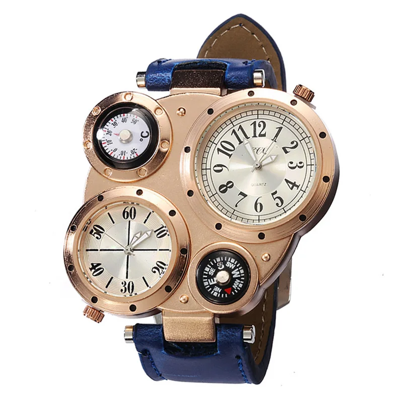 WJ-5281 multifunction water resistant double movement with compass personality newest men watch