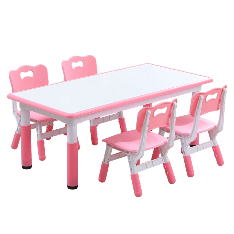 Modern design plastic chair table set large desktop for drawing learning 1 table 4 chairs for school bedroom living room
