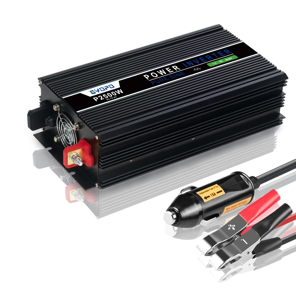 2500W Pure Sine Wave Power Inverter, Supply 12V DC to 220V AC Peak Power 5000W, Used for RV Car Solar System