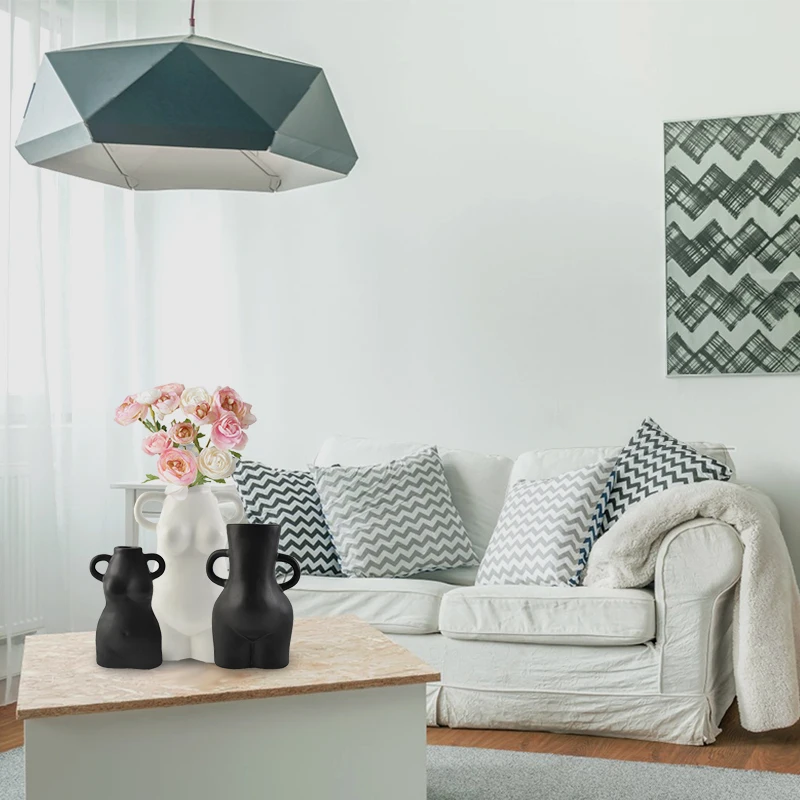 Redeco 2022 High quality Ceramic Body Vase White Matte Human Matte Vase Small Ceramic Body Vase For Home Decor