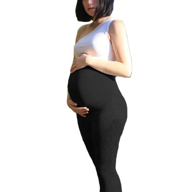 Spandex High Waist Thick Leggings Maternity Outerwear Yoga  Pregnant Pants Protect the Whole Waist Pregnant Women  Workout Wear