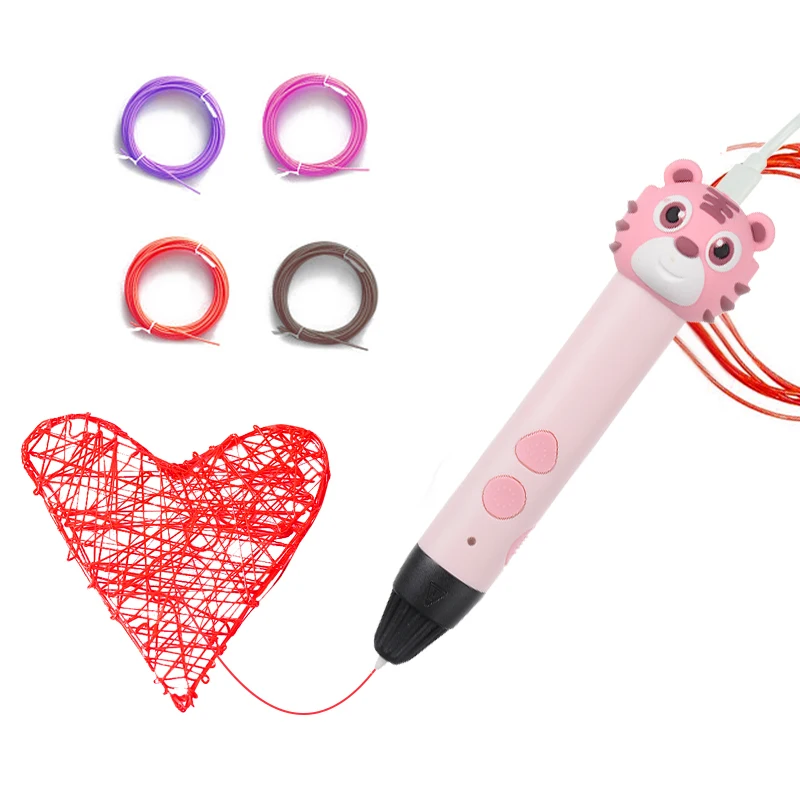 cute cartoon 3d diy printer pen drawing pens with 1.75mm multi filament 3d printing pen for kids printing pencil with usb